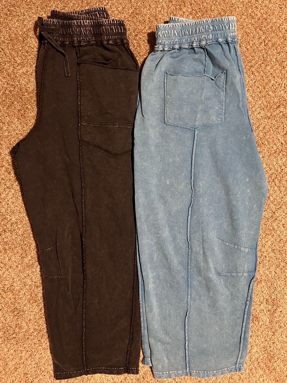 Easel Black & Light Blue mineral wash jogger pants